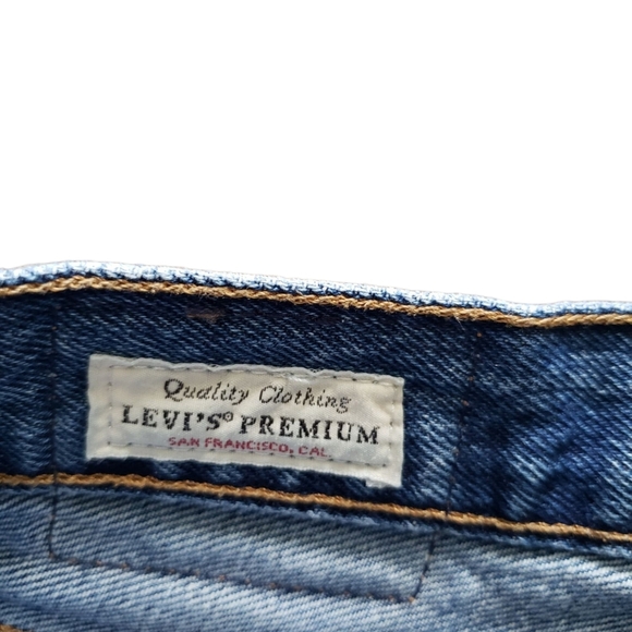 LEVI'S 501 Distressed Big E Medium Wash Button Fly 90s Baggy Jeans - Picture 9 of 10